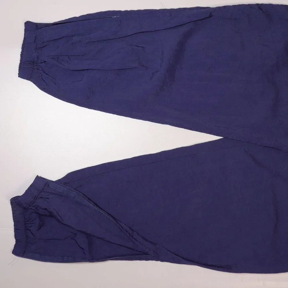 VTG Nike Nylon Track Pants Blue Windbreaker Zip Ankle Unlined Mens Medium x 32